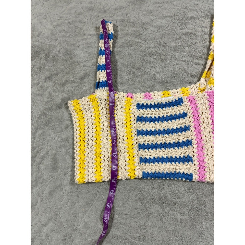 Zara Crochet Patchwork Open Knit Crop Top Size S Pastel Boho Beachy Festival - Picture 9 of 10